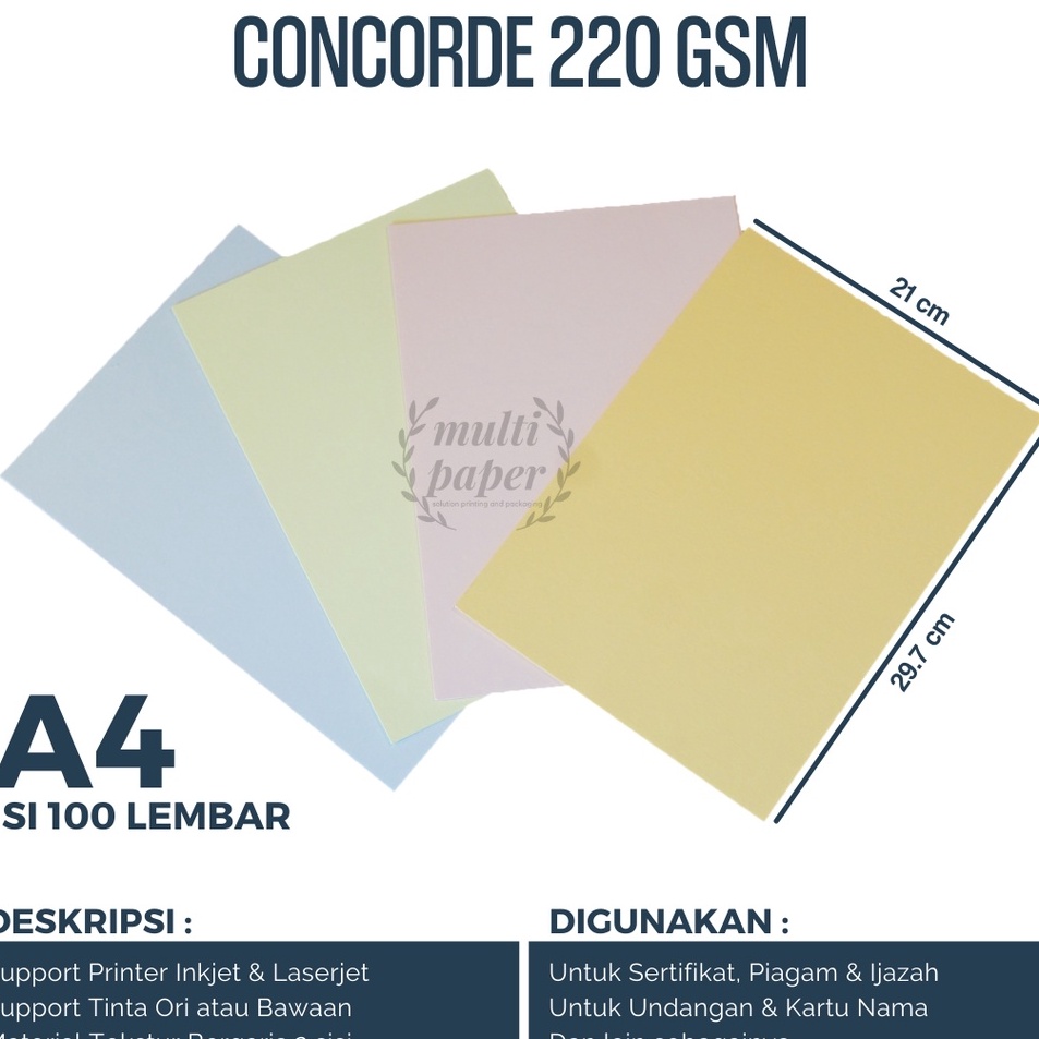 Penjualan Istimewa  Kertas Concorde A4 22 gr isi 1 lembar  Kertas Concorde 22 gr  Kertas Sertifikat 