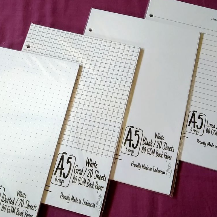 

Borong Hemat KERTAS BINDER A5 6 LUBANG WARNA WHITE CLASSIC LOOSE LEAF A5 6 RINGS