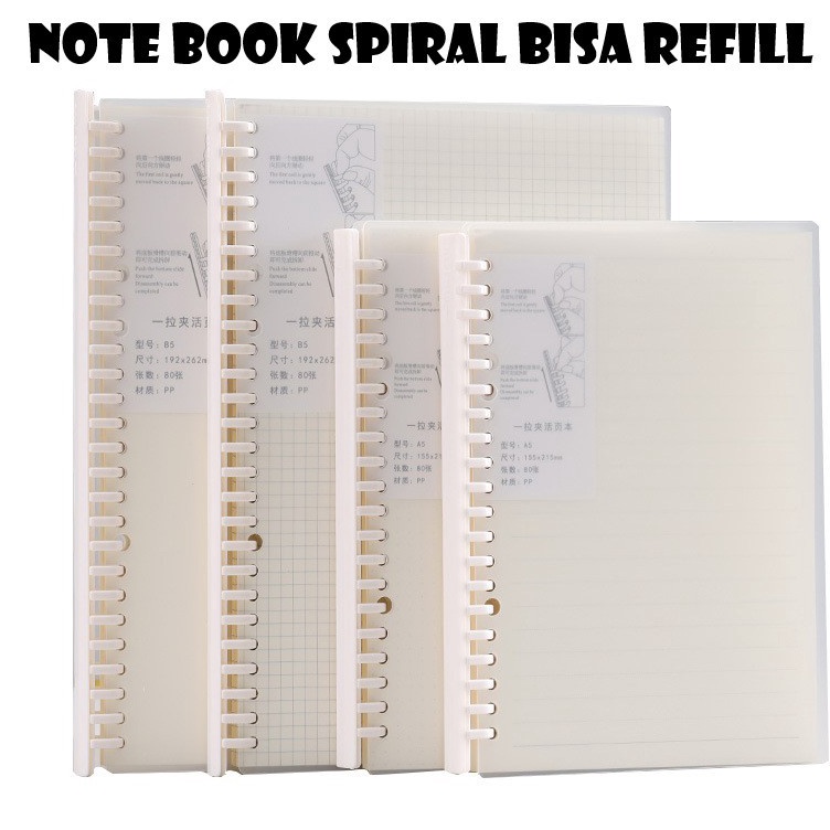 

Model Terkeren Notebook Spiral Hard cover plastik A5B5 all Varian GarisDoteGridPolos