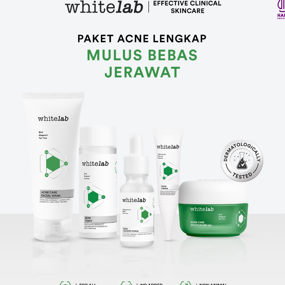 SALE Whitelab 5pcs Paket Acne Lengkap  Facial Wash Toner Serum Moisturizer Acne Cream Paket Skincare