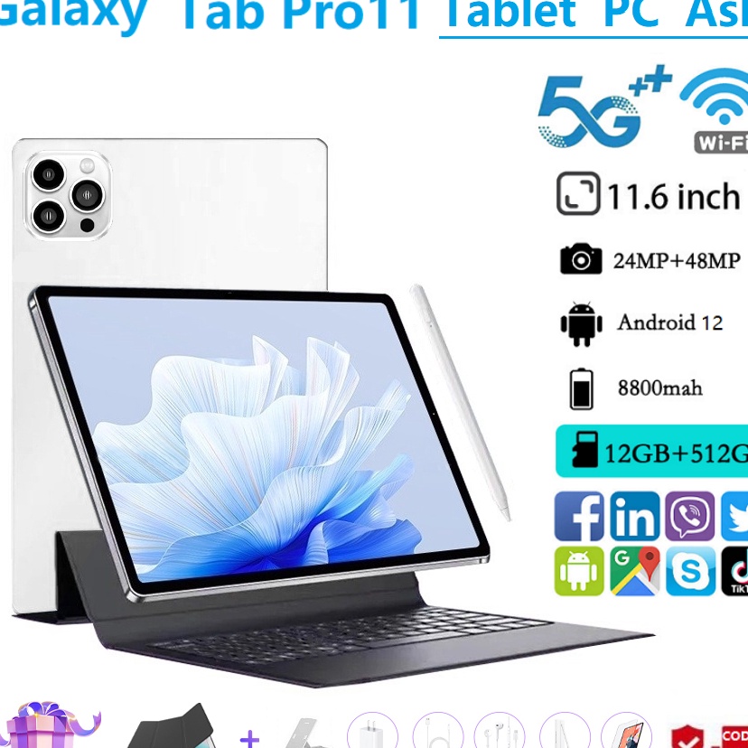 Subsidi Bisa CODTablet PC Asli Baru Galaxy Tab Pro11 Tablet Android 12 12GB512GB 116 inch Layar Full