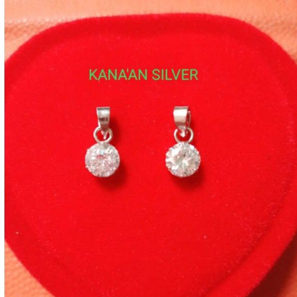 Promo 88 Liontin desybuah kalung 1gram mata diamond kilau perak asli 925silver lapisan emas putih mu