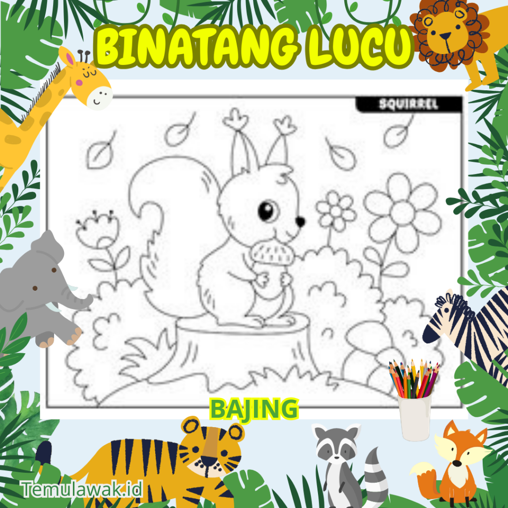 

Kertas Gambar Sketsa Lukis Mewarnai Drawing Sketch Paper Coloring Animal Binatang Lucu Anak Kecil