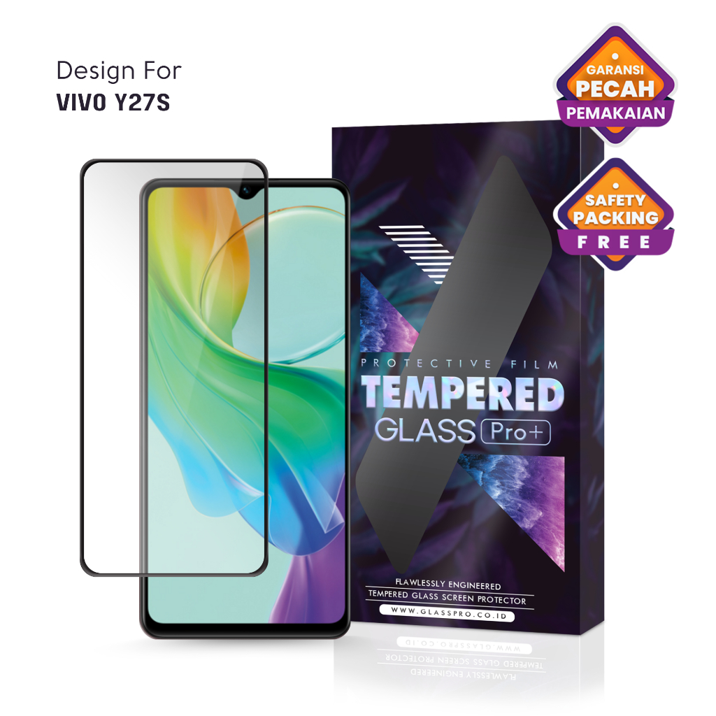 Premium Tempered Glass Vivo Y27s Full Cover - Anti Gores Kaca Screen Protector Screen Guard Not Hydr