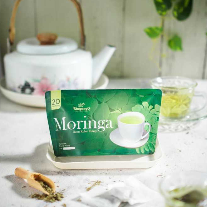 

Moringa Daun Kelor Celup by Rimpang Q Produk Halal Original Kemasan Pouch Standing isi 20 kantong