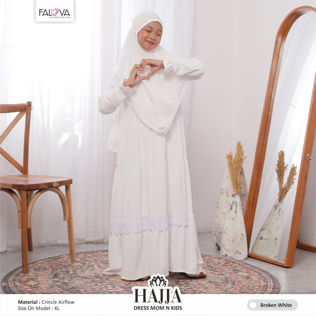 Hajja Dress Kids Gamis Putih  Anak Manasik Haji Umroh Anak Tidak menerawang by Falova
