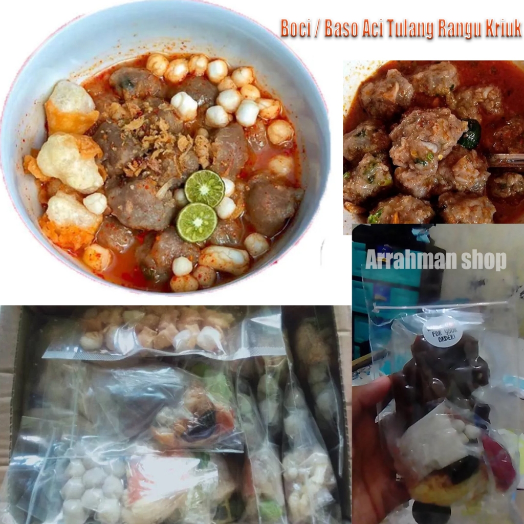 

baso aci tulang rangu sapi baso kriuk isi komplit bumbu dll enak gurih pedas boci instant