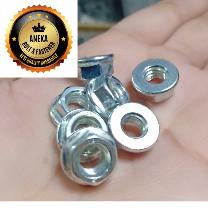 Mur Flange Nut Flange M6 Kunci 10 Flange Nut M6 K10 Original