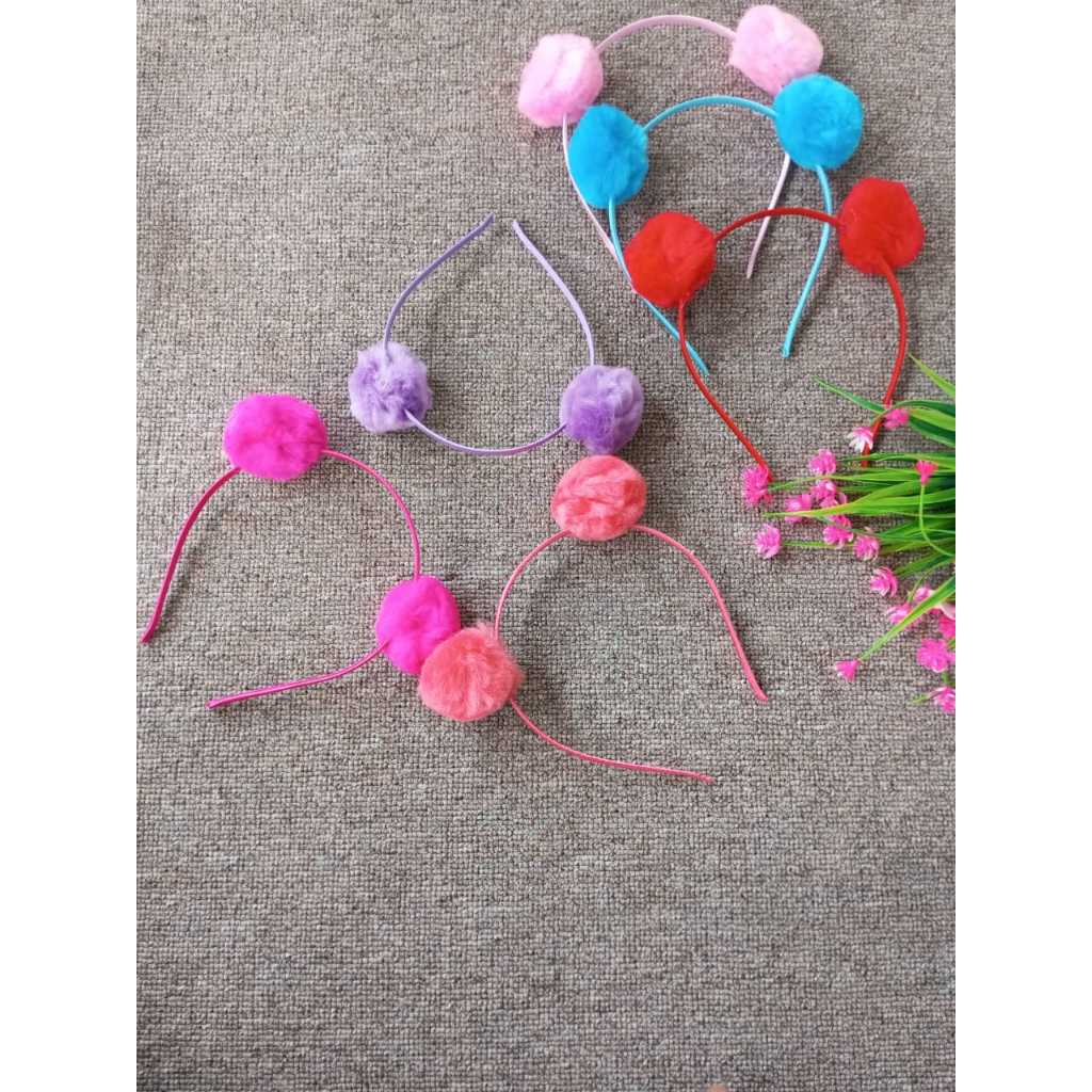 KEDE AXEL MEDAN_BANDO POMPOM AKSESORIS RAMBUT - BANDANA LUCU - BANDO BULU HALUS