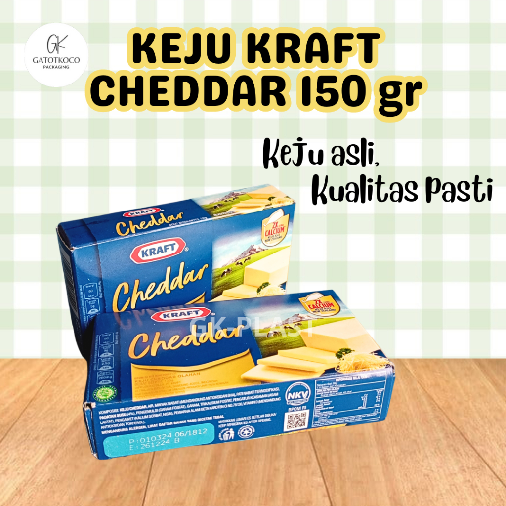 

Keju Kraft Cheddar 150 gr/Keju parut/Keju balok/keju cheddar/keju toping/keju susu