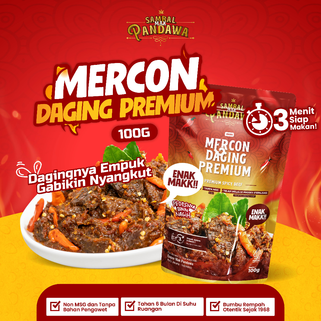 

Sambal Mak Pandawa - Mercon Daging Premium Satuan 100gr