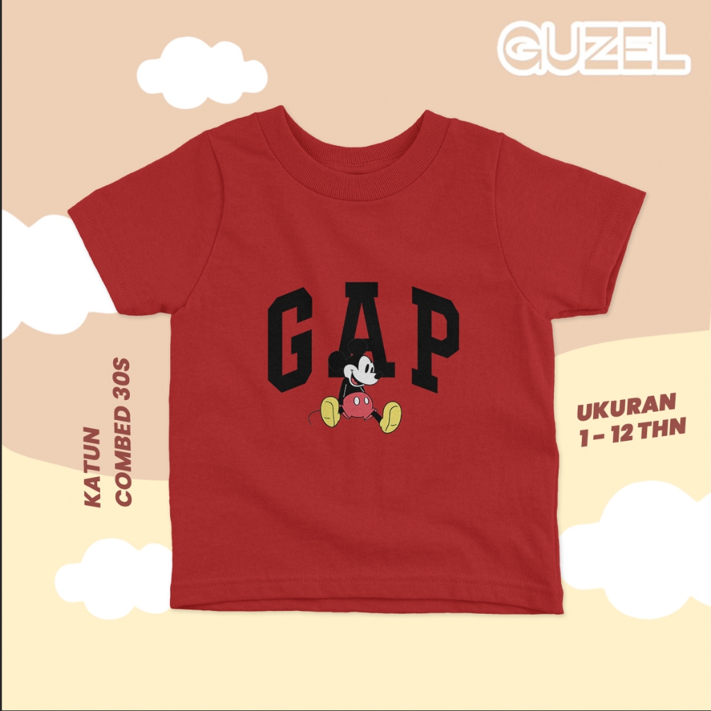 Guzel: Kaos Distro GAP Anak Laki Laki & Perempuan unisex  1-12 Tahun  Katun Combed 30s