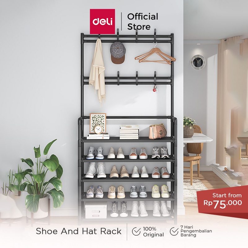 Deli Furniture Rak Sepatu Hanger Tas Topi / Shoe and Hat Rack Super Kokoh Minimalis 4 Tingkat VS78X