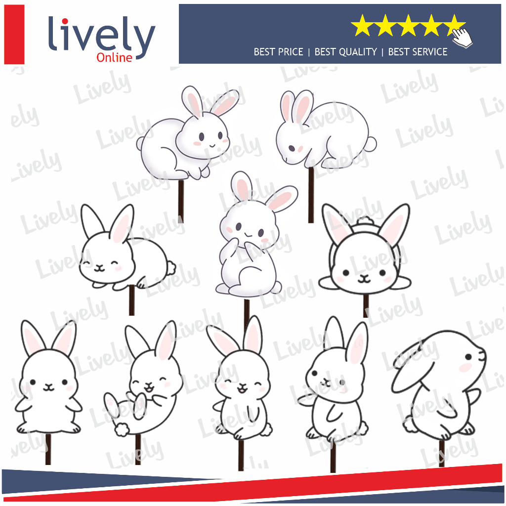 Ready 10 pcs Hiasan Kue Cupcake KELINCI