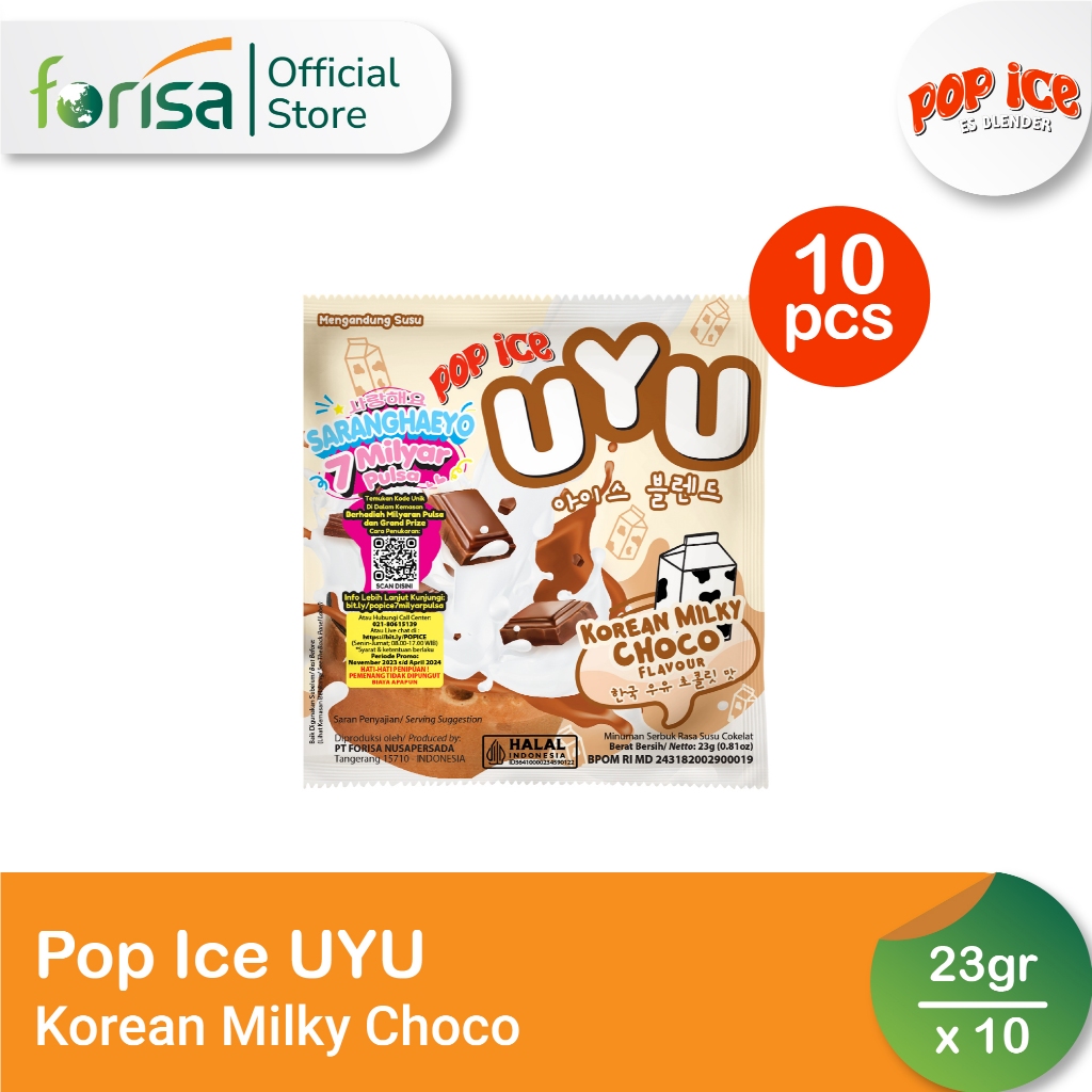 

Pop Ice Milk Shake Powder UYU Rasa Korean Milky Choco 23 gr 10 Pcs