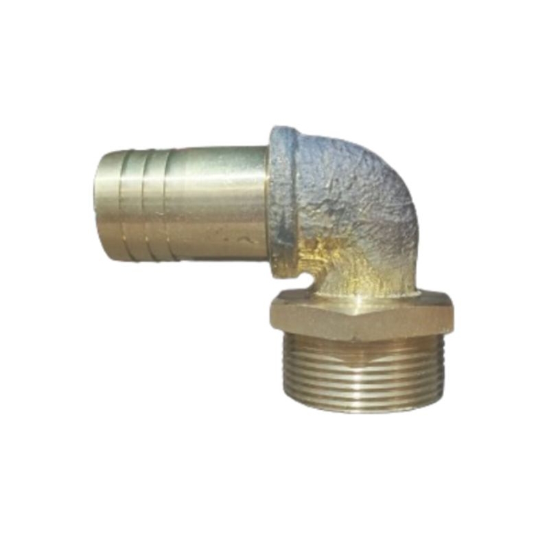 Konektor/Nepel Selang Siku L 1 1/2" x 1" Kuningan