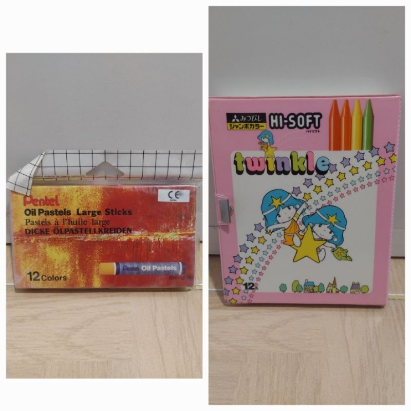

OIL PASTELS LARGE STICKS PENTEL 12 COLORS - TWINKLE CRAYON JAPAN SET KRAYON