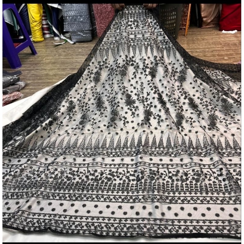 Kain Tulle Sapto bordir premium/bahanTille Sapto bordir kebaya