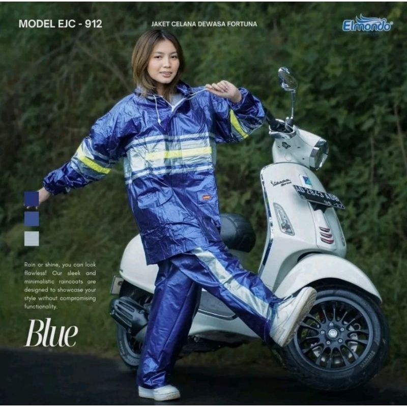 Jas hujan mantel hujan Elmondo stelan Dewasa