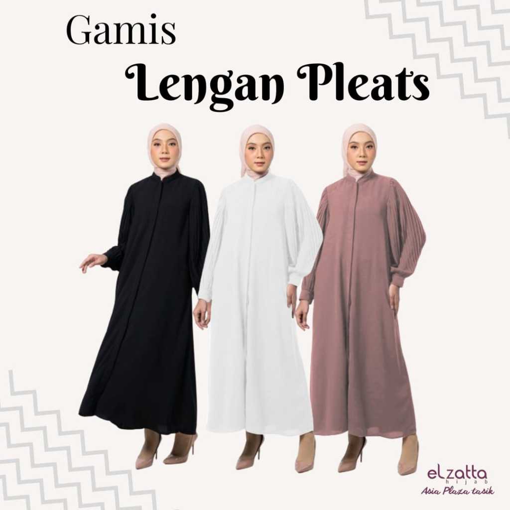 ELZATTA BAJU GAMIS WANITA TERBARU GAMIS HITAM PUTIH BAHAN RAYON TWILL BUSUI FRIENDLY DRESS TERBARU