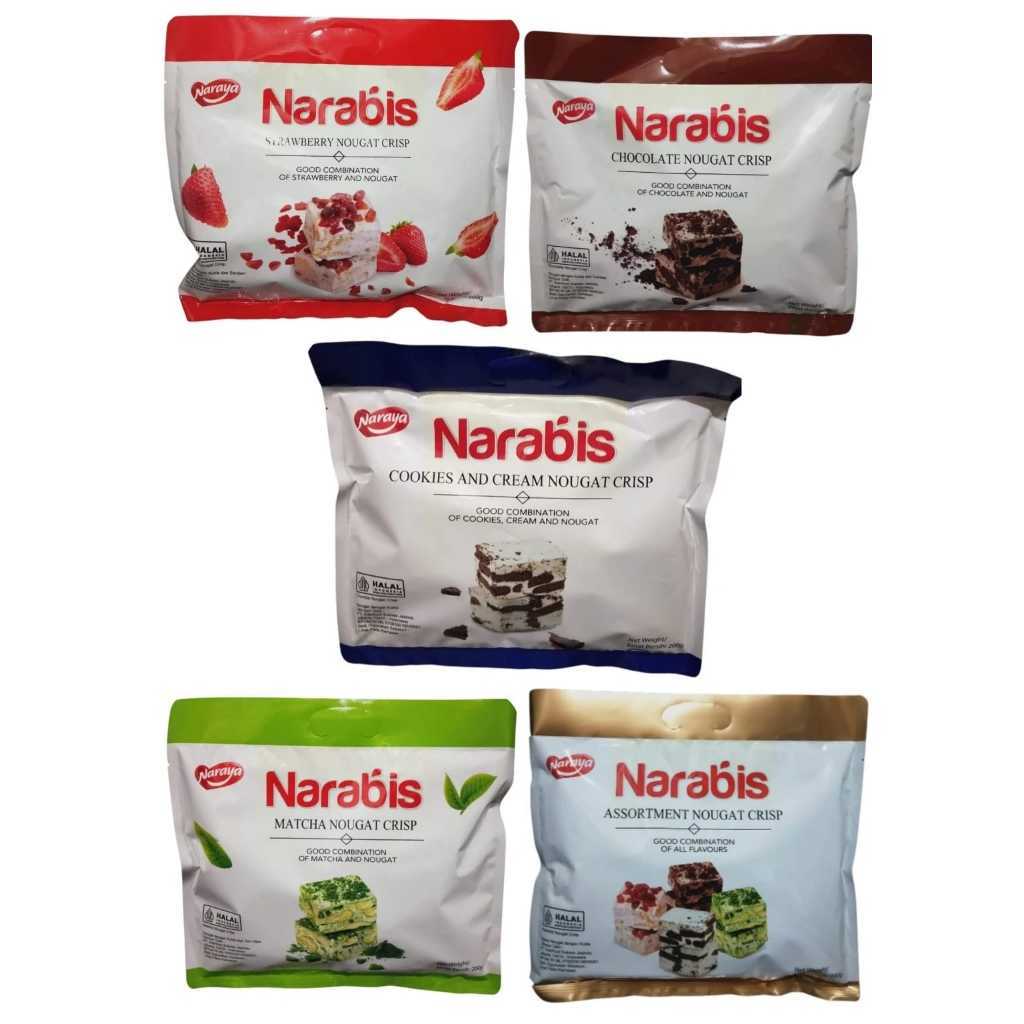

Naraya NARABIS Chocolate Strawberry Matcha Cookies Cream Assortment Nougat Crisp 200g