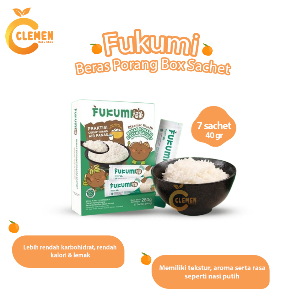 

Fukumi Beras Porang Box Sachet - Shirataki/Konjac Rice