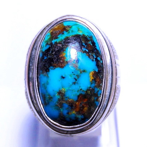 Cincin Batu Pirus Persia Biru Panci Ring Perak - PRS042