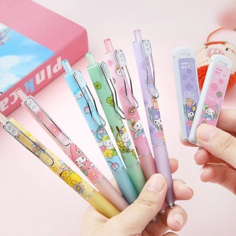 

Pensil mekanik sanrio dan 1 box isiannya ( pensil tiktek dan isiannya) | mechanical pencil |