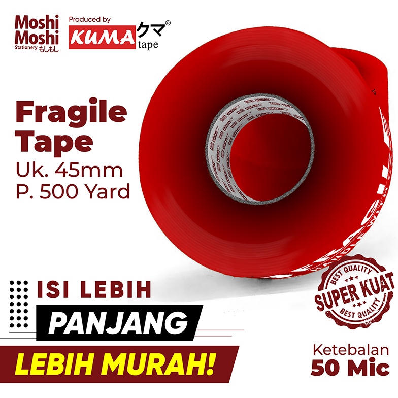 

Lakban Fragile Moshi Kuma 2 inch 5 Yard Isolasi Tape Perekat Kuat ART O4V4