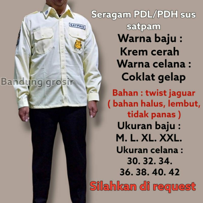 Seragam Pdl sus satpam lengan panjang + bordir cream baru 2023