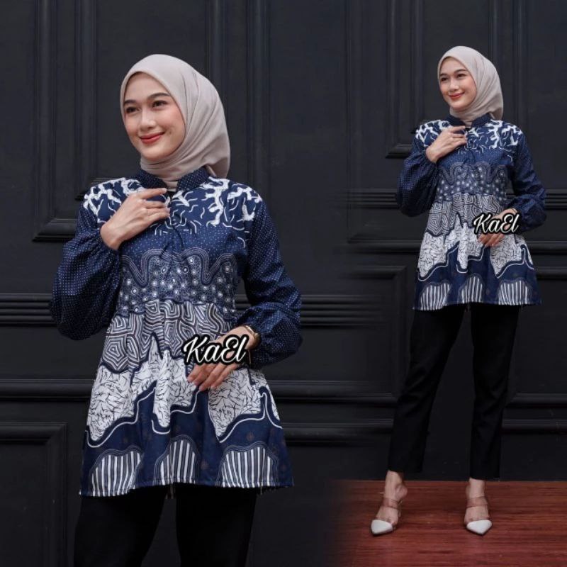 ATASAN BLOUSE BATIK LENGAN BALON UKURAN (M L XL XXL) - ATASAN WANITA