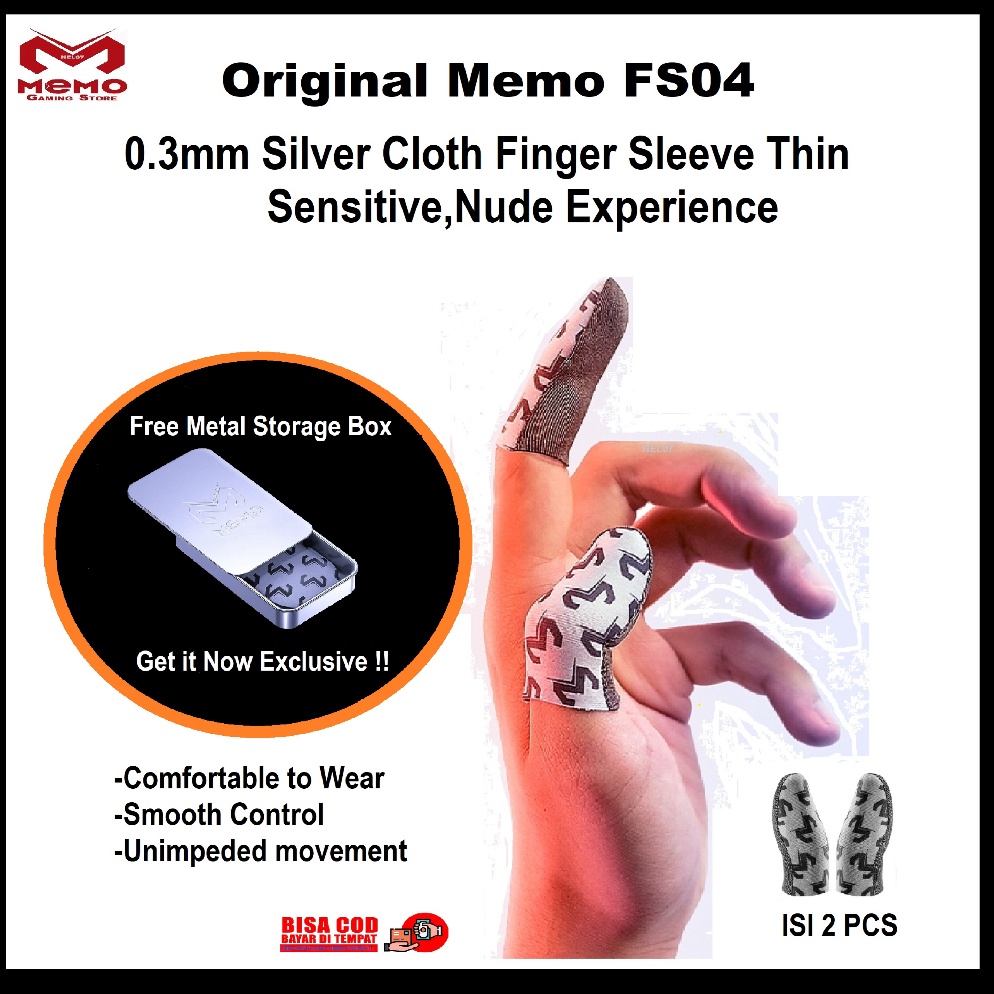 Sale Oke Original Memo finger sleeve Sarung Jari Jempol Elastis Gaming e sport Memo FS4 Silver Fiber