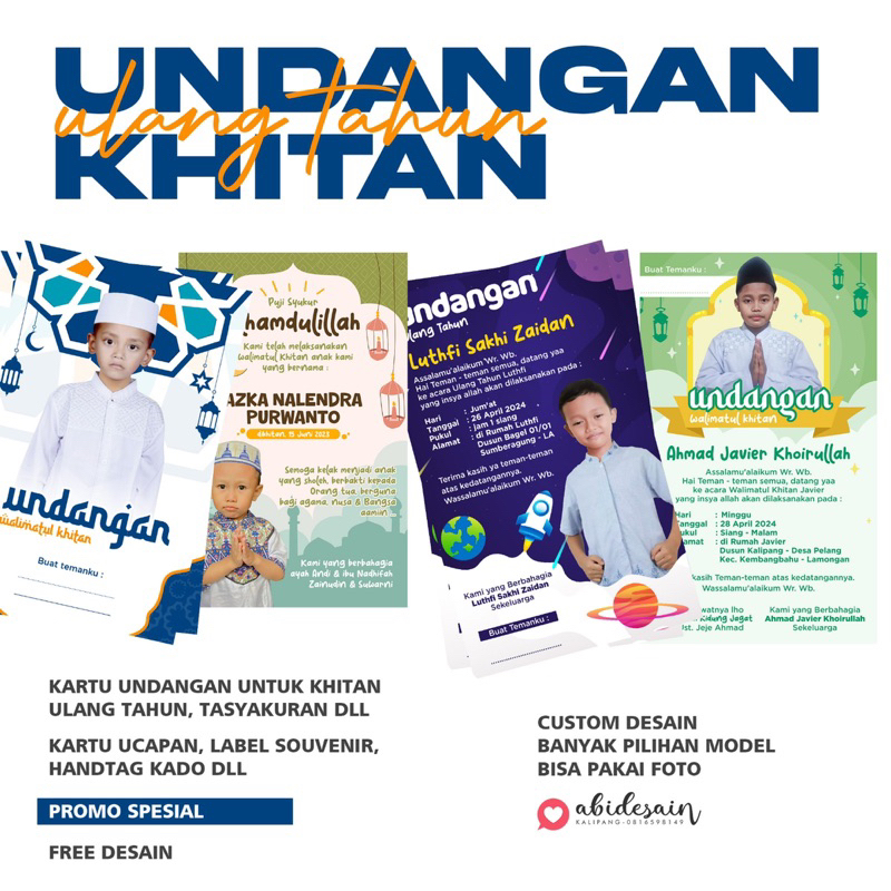 UNDANGAN KHITAN - ULANG TAHUN - UNDANGAN ANAK - Spesial Promo “free desain”