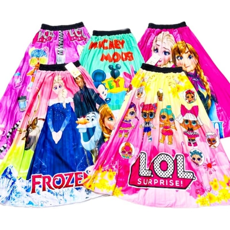 rok plisket anak karakter premium