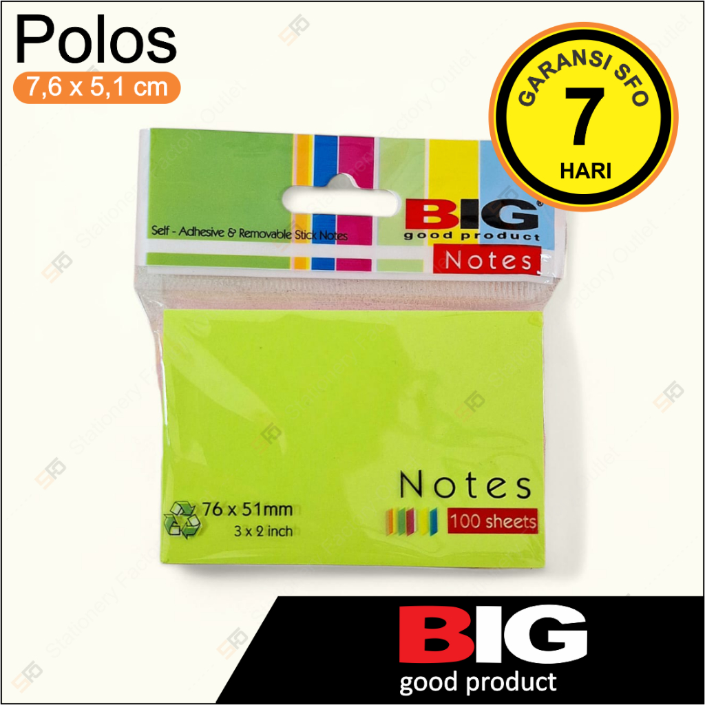 

Sticky Notes Big 76mm x 51mm Polos - SFO Semarang Official