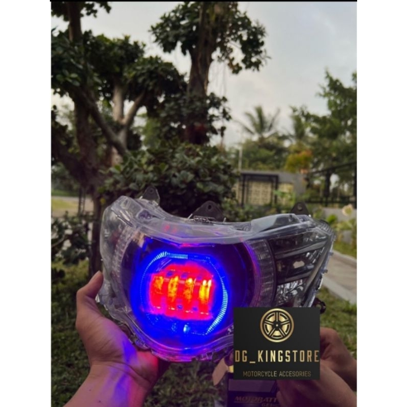 Lampu depan mio m3 custome biled projie 4 lensa LED
