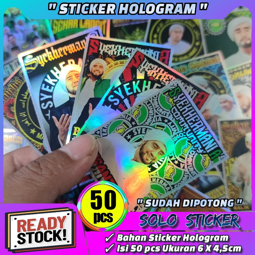 

50 Pcs Stiker Hologram Syechkermania Sticker Sholawat Habib