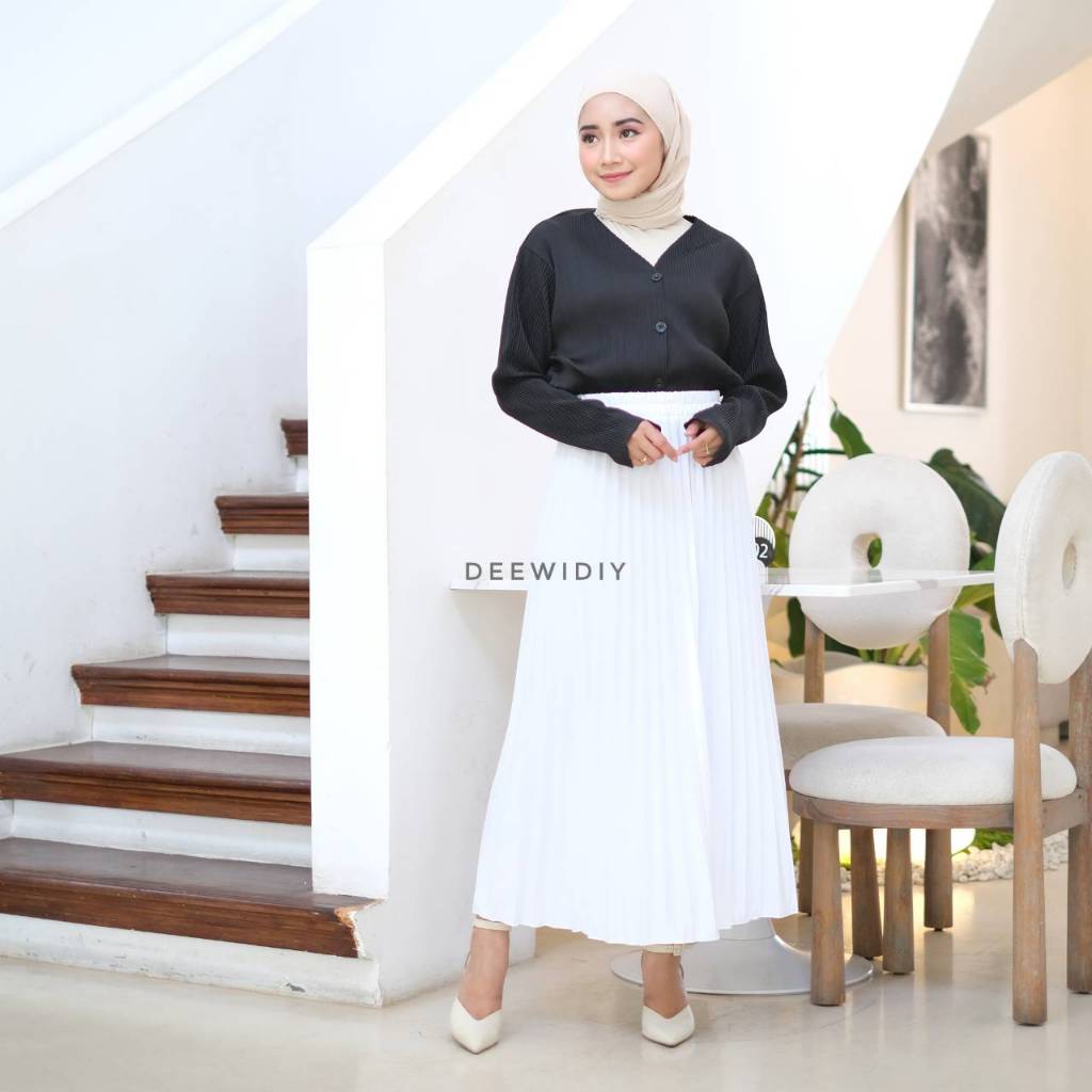 ROK PLISKET WARNA PUTIH / ROK KERJA WANITA WARNA PUTIH / ROK PANJANG PREMIUM WARNA PUTIH