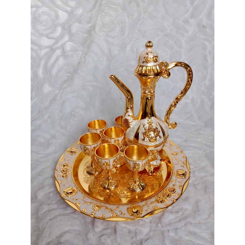 Teko Arab Hias set warna emas gold bahan logam
