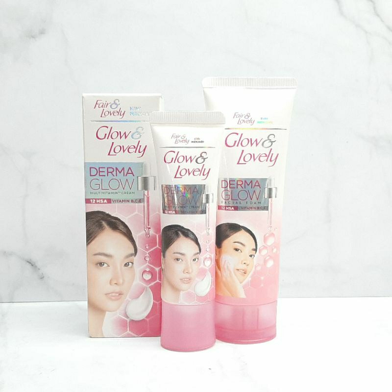 [Paket] Cream Fair&amp;Lovely23.g/Glow&amp;Lovely Foam 50.ml Derma glow ( Bpom)