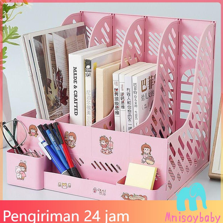 

KODE E75P Cod Kotak Penyimpanan Bingkai Rak File Tebal Empat Kali Lipat Dengan Buku Perlengkapan Kantor Kolom Informasi Tempat Pena Desktop