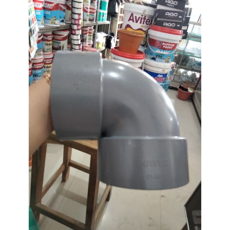 SAMBUNGAN FITTING L BELOK KENI PIPA PVC 4 INCH TEBAL