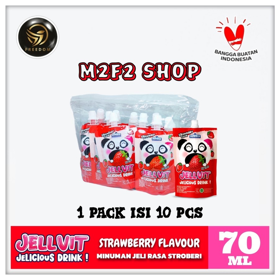 

Donald Jellvit Jelicious Drink Strawberry Flavor | Minuman Jelly Rasa Stroberi Pouch - 70 ml (Kemasan 1 Pack)