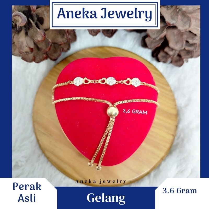 Gelang Serut Variasi Gold , Perak 925