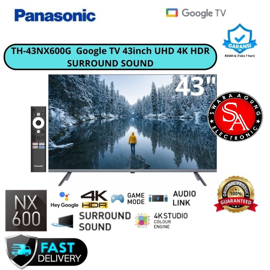 Led UHD 4K Google TV 43 Inch Panasonic Type : 43NX600 - Android ( Medan )