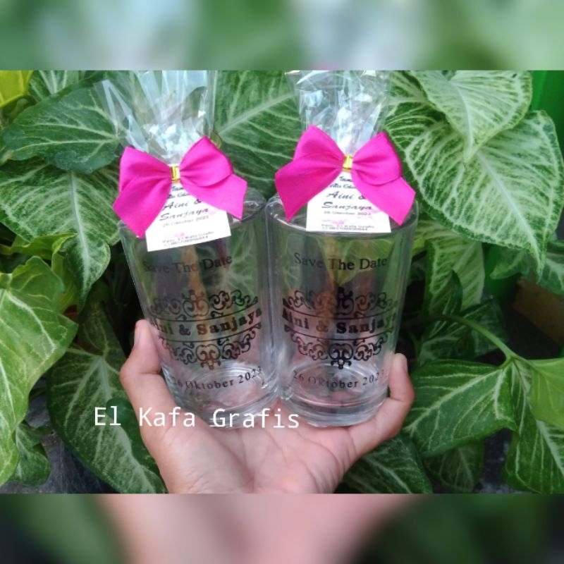 Souvenir gelas sablon 10cm | Souvenir gelas sablon cantik | Souvenir gelas sablon murah