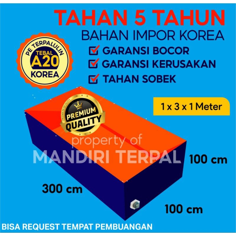 Kolam Terpal Ikan Kotak A20 Ukuran 1x3x1 / 3x1x1 | Terpal Kolam Lele Nila Gurame untuk Budidaya Ikan