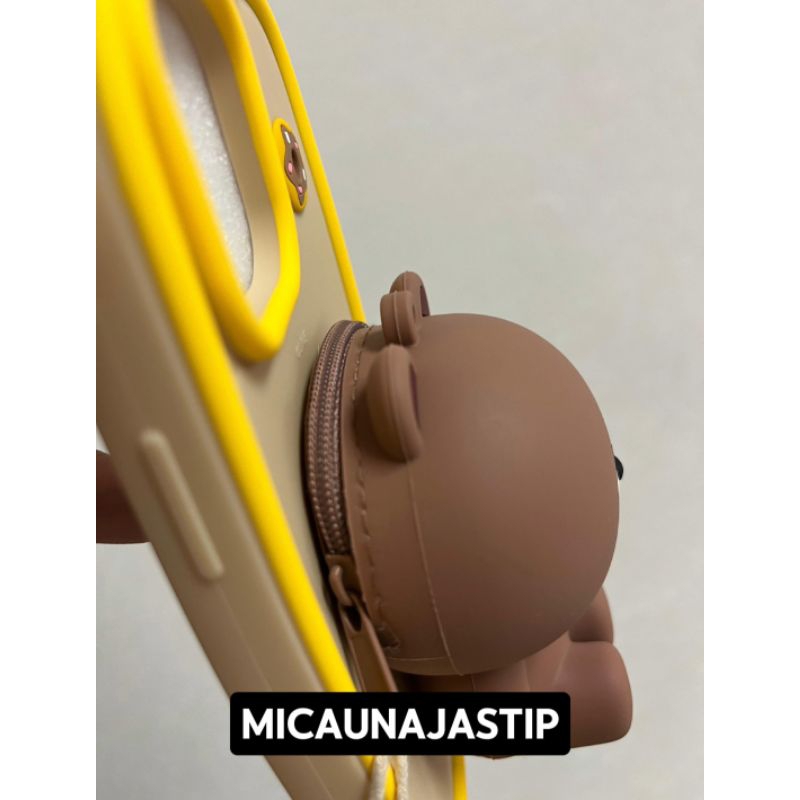 Casing Dompet Tali Brown LINE Cute Iphone 13 Pro Max