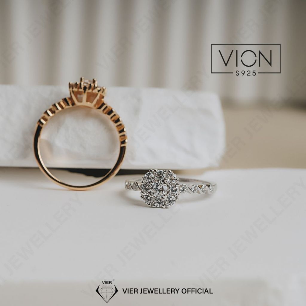 Vion S925 Ring 16368 , Cincin Silver925 / Perak , Cincin Replika Berlian Crystal Zirconia