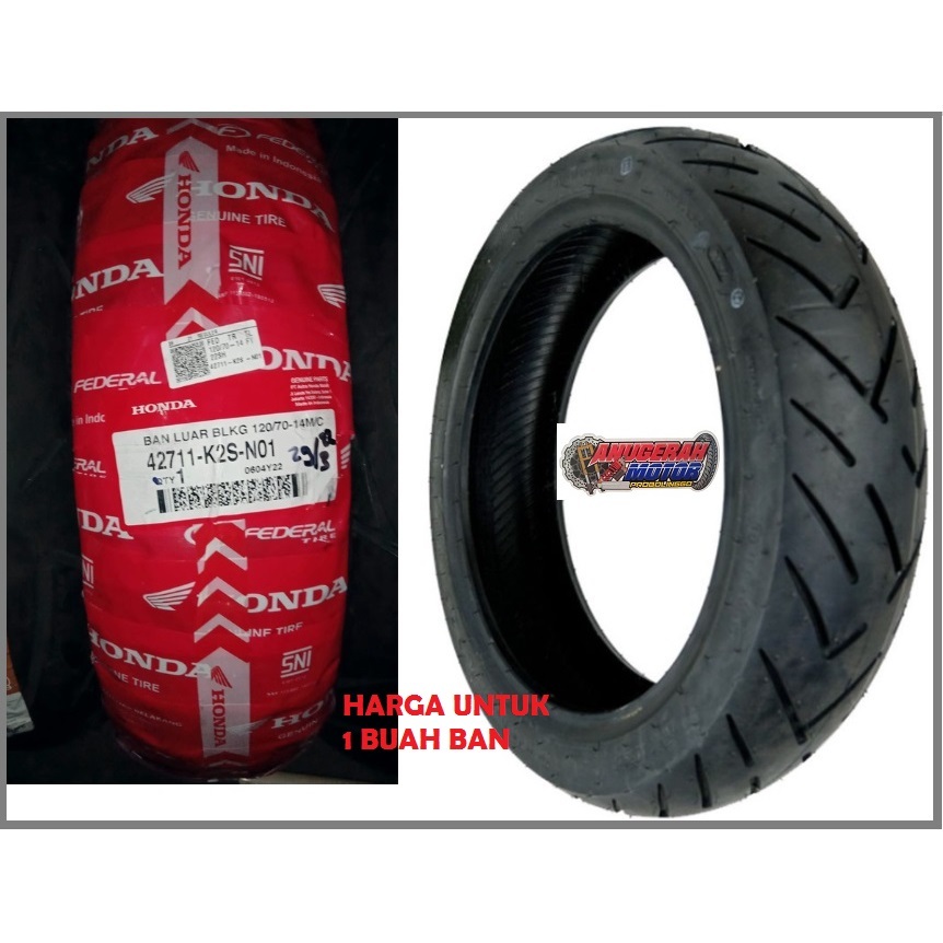 Ban Federal/AHM 120/70-14 K2S-N01 Tubeless, Ban Motor Matic tubles 120 70 14, Ban Vario 160